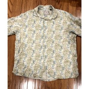 Margaritaville Men's Button Down Blue Green Brown Hawaiian Shirt 2XL XXL